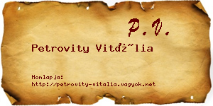 Petrovity Vitália névjegykártya